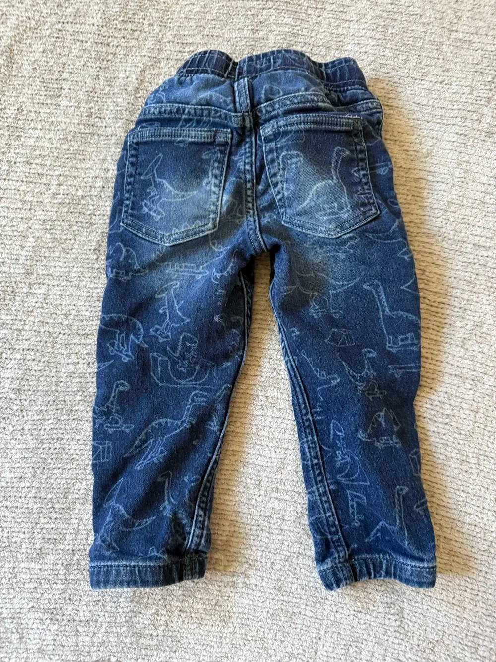 Gap Kids Dinosaur Print Denim Jogger Jeans Blue 2T Pull On